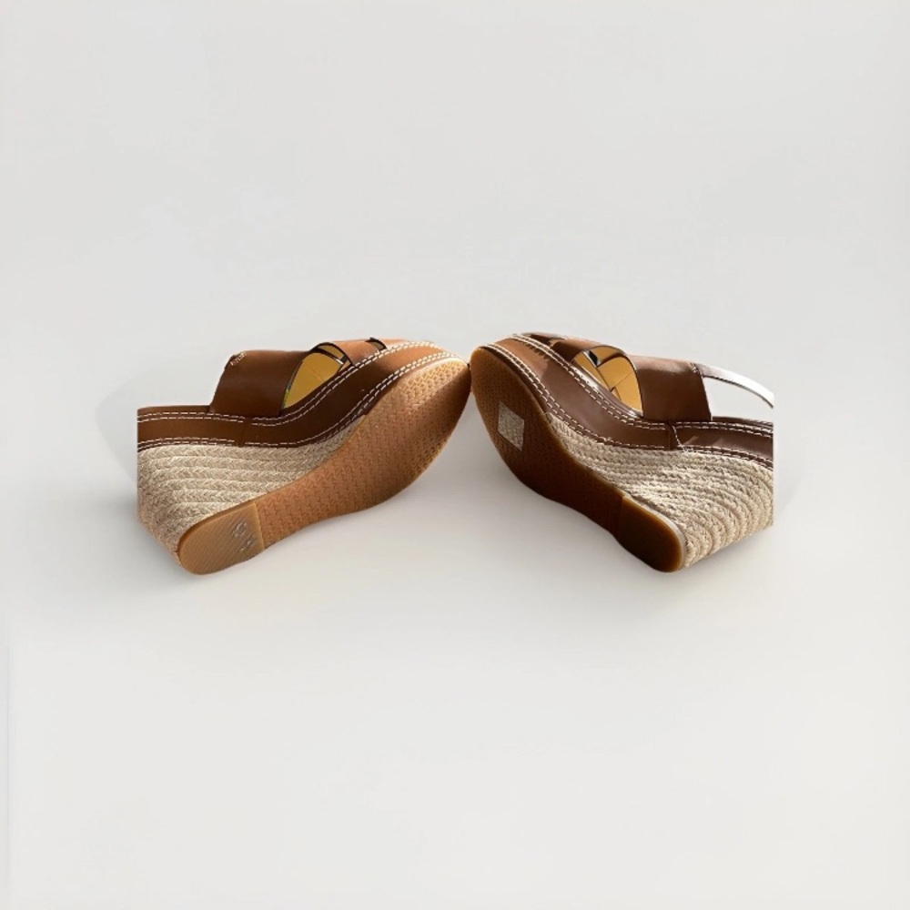 Michael Kors NORA Brown Leather Wedge Sandals NWOT - Picture 5 of 8